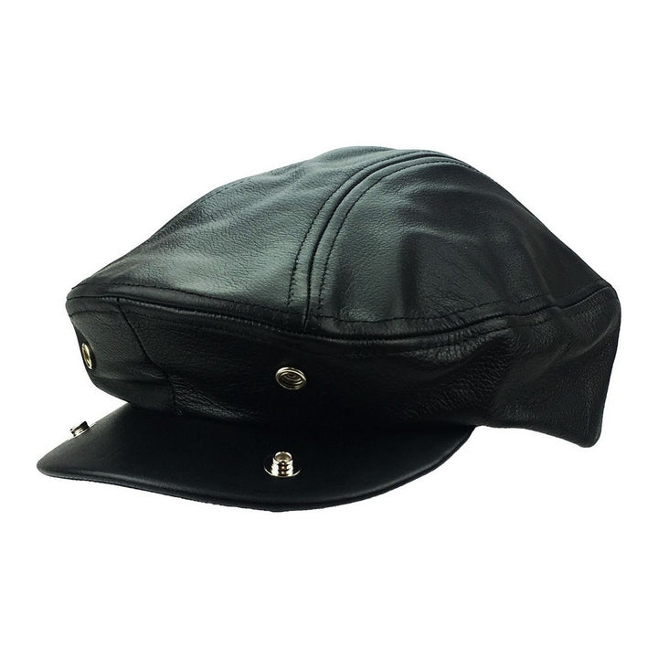 Sort Læder Sixpence Flat Cap - Flat Cap fra Ethos hos The Prince Webshop