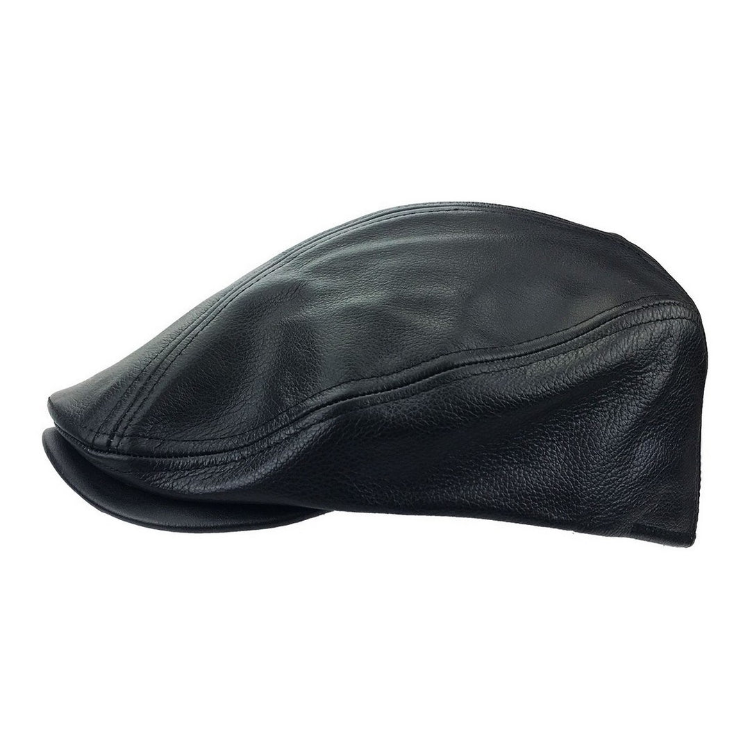 Sort Læder Sixpence Flat Cap - Flat Cap fra Ethos hos The Prince Webshop