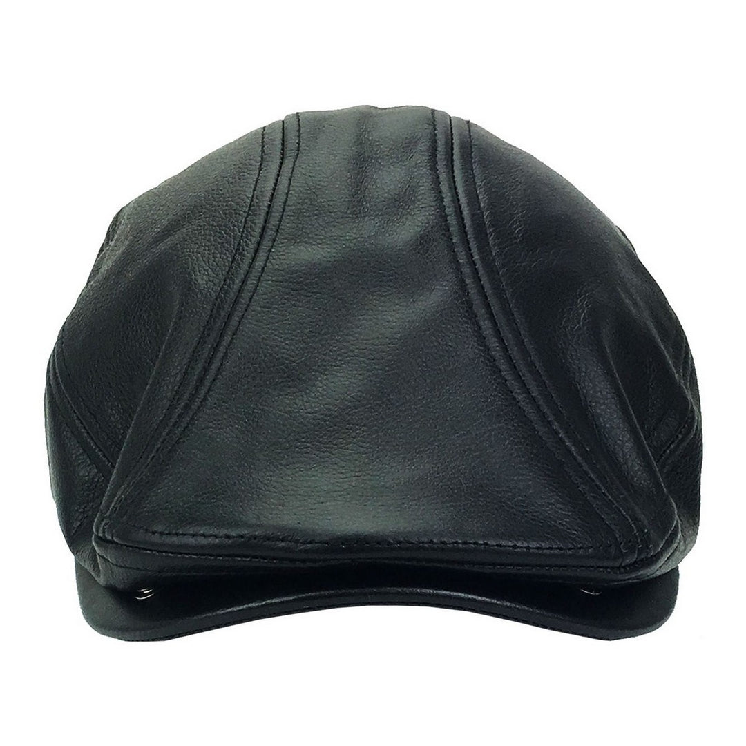 Sort Læder Sixpence Flat Cap - Flat Cap fra Ethos hos The Prince Webshop