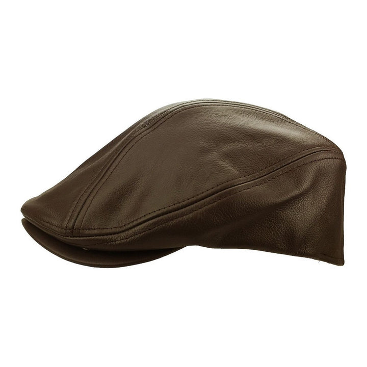 Brun Læder Sixpence Flat Cap - Flat Cap fra Ethos hos The Prince Webshop