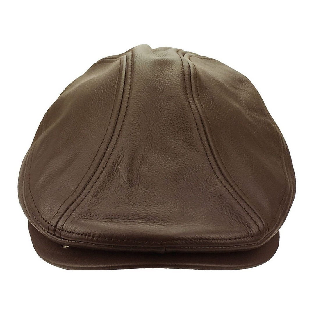 Brun Læder Sixpence Flat Cap - Flat Cap fra Ethos hos The Prince Webshop