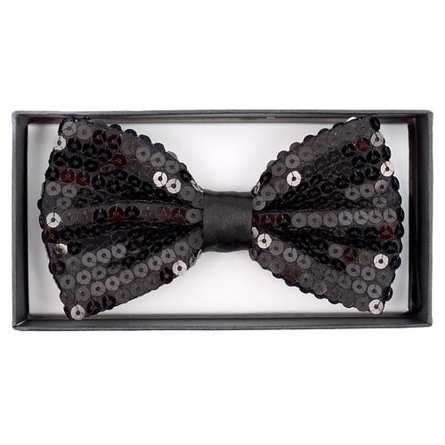 Butterfly Banded Bow Tie Men's Black Sparkle Sequin - Butterfly fra The Prince's Collection hos The Prince Webshop
