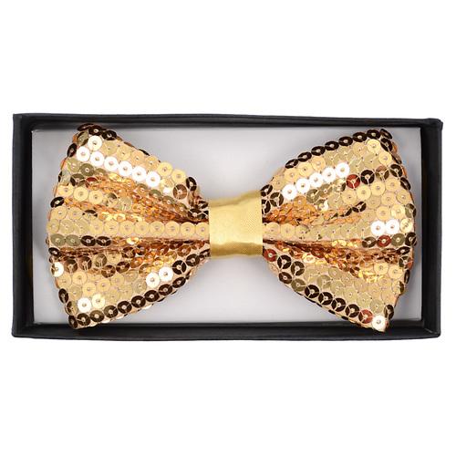 Butterfly Banded Bow Tie Men's Gold Sparkle Sequin - Butterfly fra The Prince's Collection hos The Prince Webshop