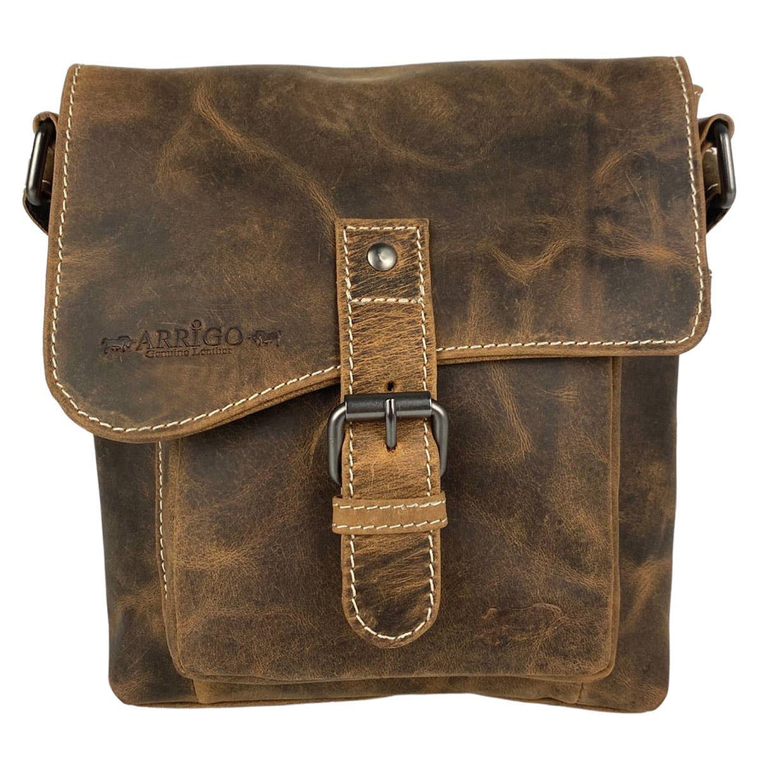 Arrigo Shoulder Bag with Flap Buffalo Leather - 3 Colours: Cognac -  fra Arrigo hos The Prince Webshop