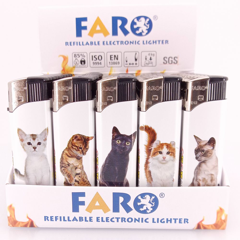 5 stk FARO Engangslighter med Elektrotænding - Katte - Lighter fra Faro hos The Prince Webshop