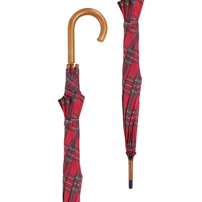 Royal Stewart Tartan Crook Umbrella - Paraply i Rød Tartan - Paraply fra Charles Buyers & Co Ltd hos The Prince Webshop