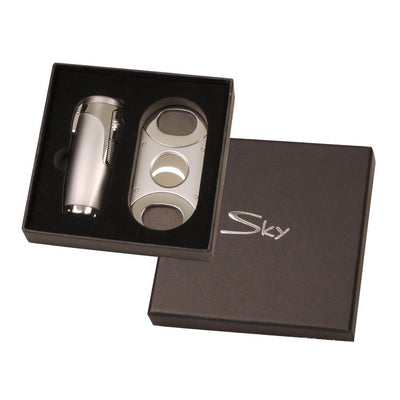 SKY 3-flame Jet Lighter med Cigar Cutter i Chrome - Lighter fra SKY hos The Prince Webshop