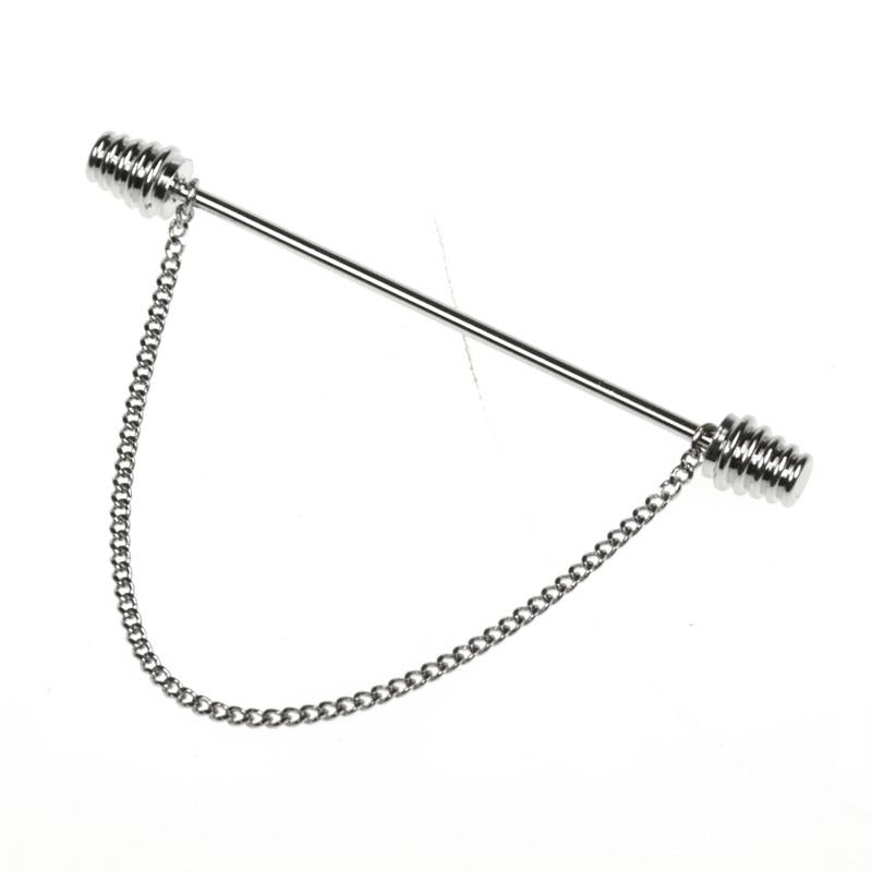 Collar Pin - Rhodium Double - Spiral End - Collar Bars fra Maximilian Moss hos The Prince Webshop