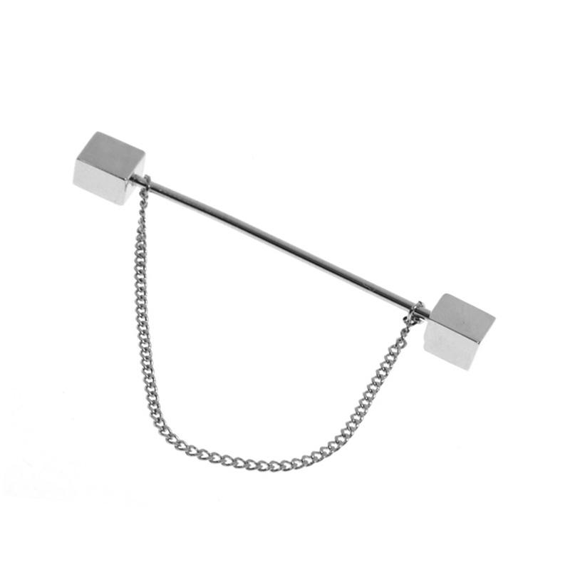 Collar Pin - Rhodium Double - Square End - Collar Bars fra Maximilian Moss hos The Prince Webshop