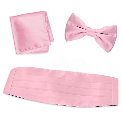 Cummerbund Sæt med Butterfly og Pocket Square - Satin - Baby Pink - Skærf Sæt fra Design by Licht hos The Prince Webshop