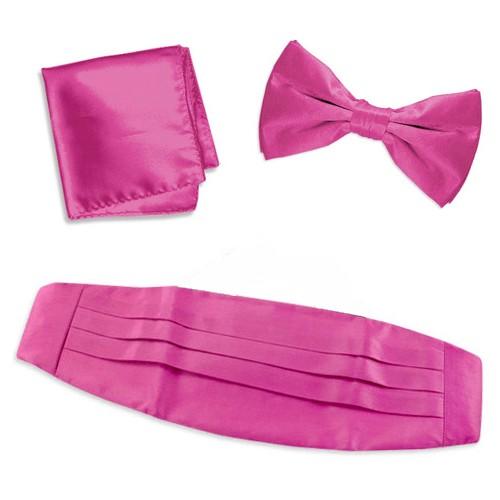 Cummerbund Sæt med Butterfly og Pocket Square - Satin - Hot Pink - Skærf Sæt fra Design by Licht hos The Prince Webshop