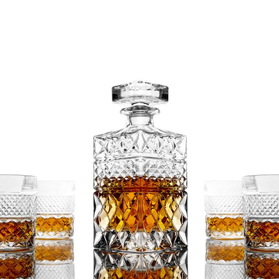 Whiskey Decanter With Glasses & Chilling Stones - Luksus i Gaveæske - Whiskey Glas fra R.O.C.K.S hos The Prince Webshop