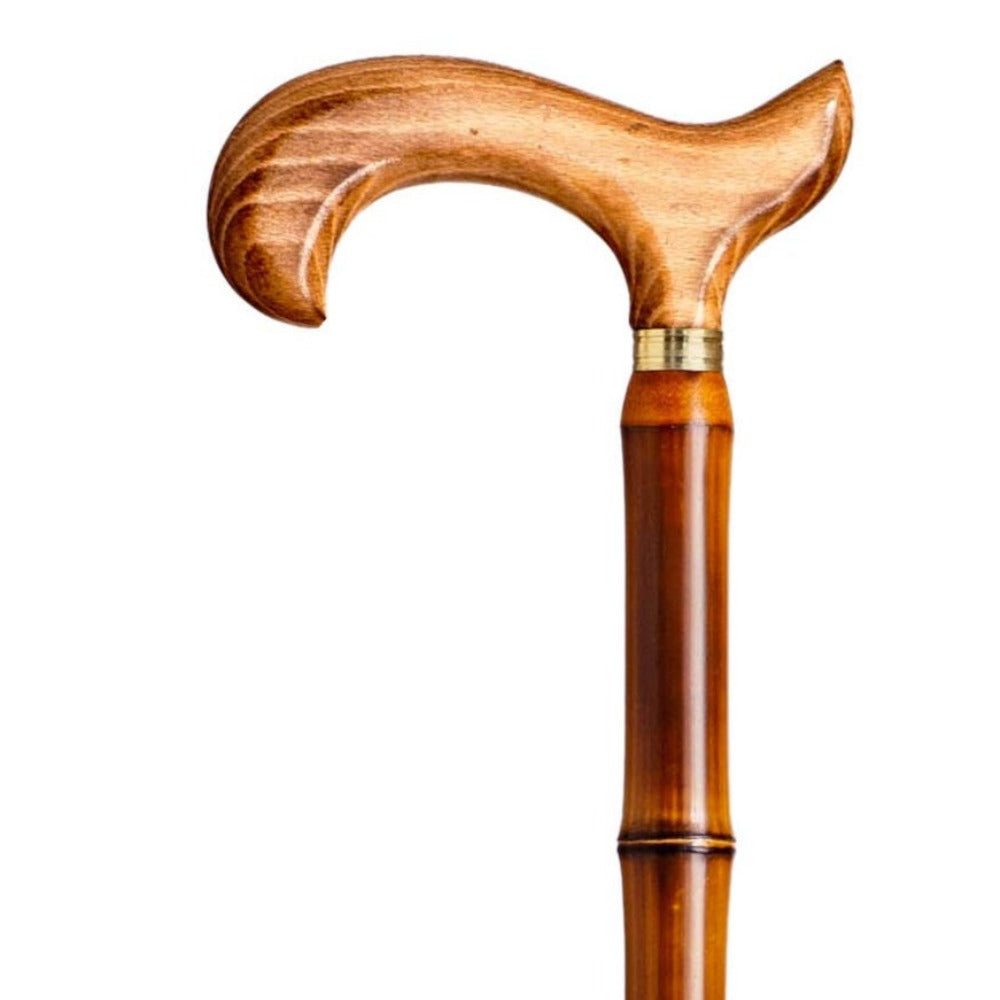 Walking stick with wooden handle and stick in bamboo cane -  fra Segorbina BASTONES hos The Prince Webshop