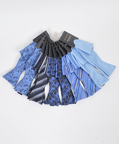 Selvbinder Butterfly og Lommeklud - Stripes of Blue Light - Butterfly & Lommeklud Sæt fra Umo Lorenzo hos The Prince Webshop