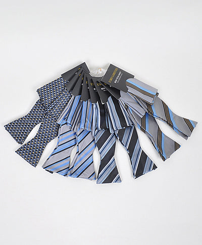 Selvbinder Butterfly og Lommeklud - Stripes of Silver - Butterfly & Lommeklud Sæt fra Umo Lorenzo hos The Prince Webshop