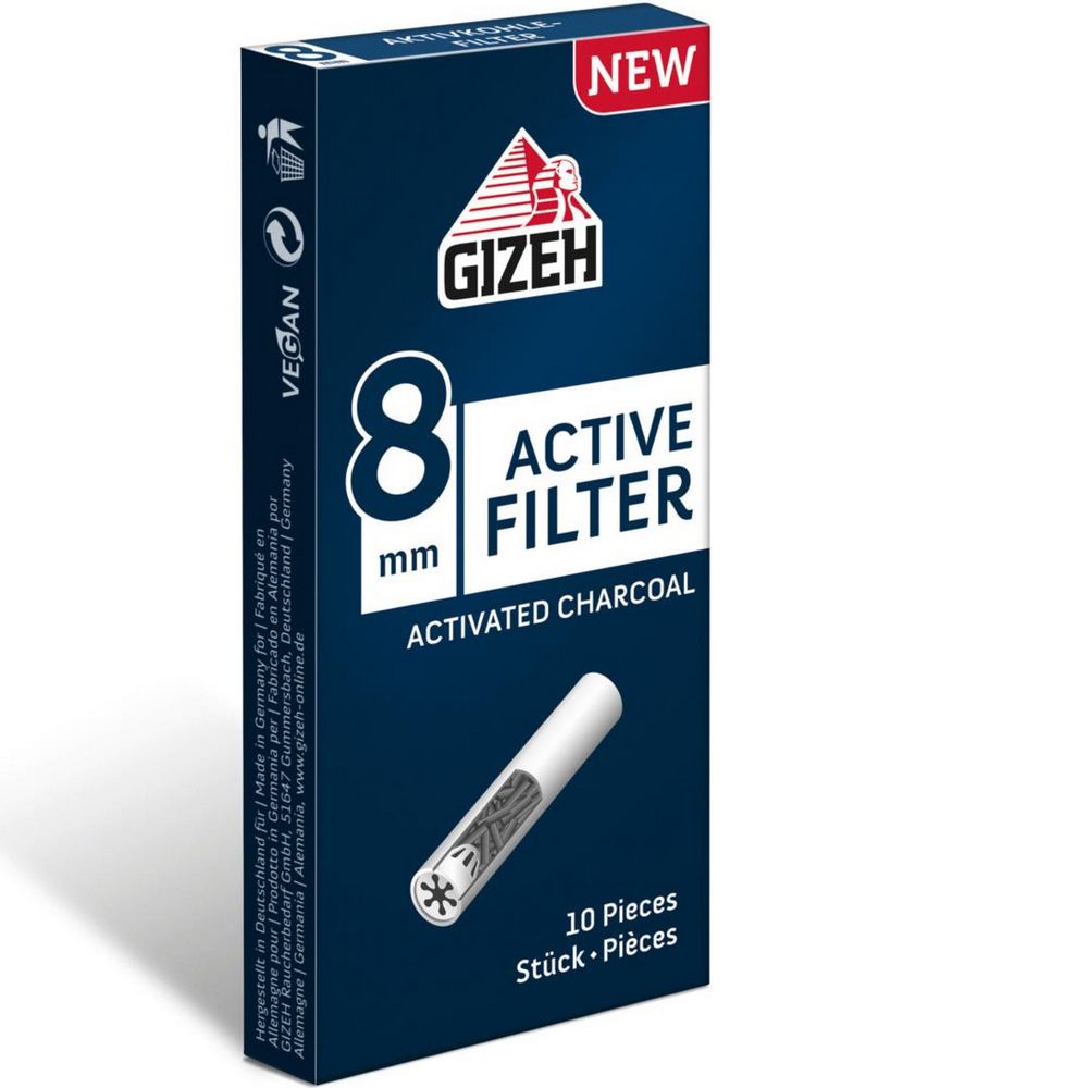 10 stk Gizeh Black 8 mm Aktivt Kul Filter til Cigaretter - Cigaret Filter fra Gizeh hos The Prince Webshop