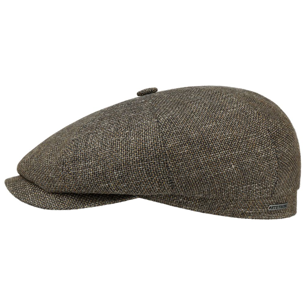 Stetson Hatteras Grønmeleret Virgin Wool/Linen Sixpence Flat Cap - Flat Cap fra Stetson hos The Prince Webshop