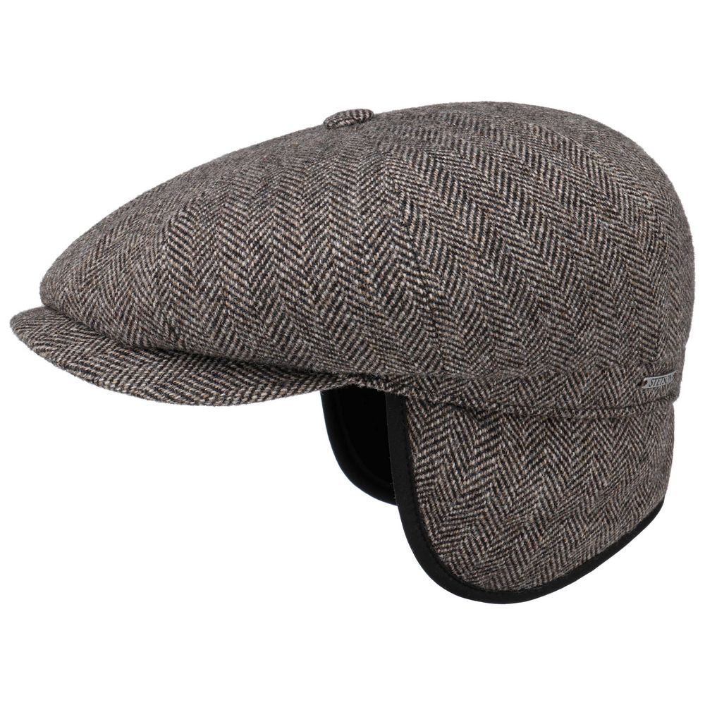 Stetson Hatteras EL Mørkegrå Sixpence Flat Cap med Øreflapper - Flat Cap fra Stetson hos The Prince Webshop