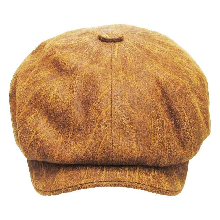 Lysebrun Læder Newsboy Sixpence - Flat Cap fra Kim & Bae Classic Headwear hos The Prince Webshop