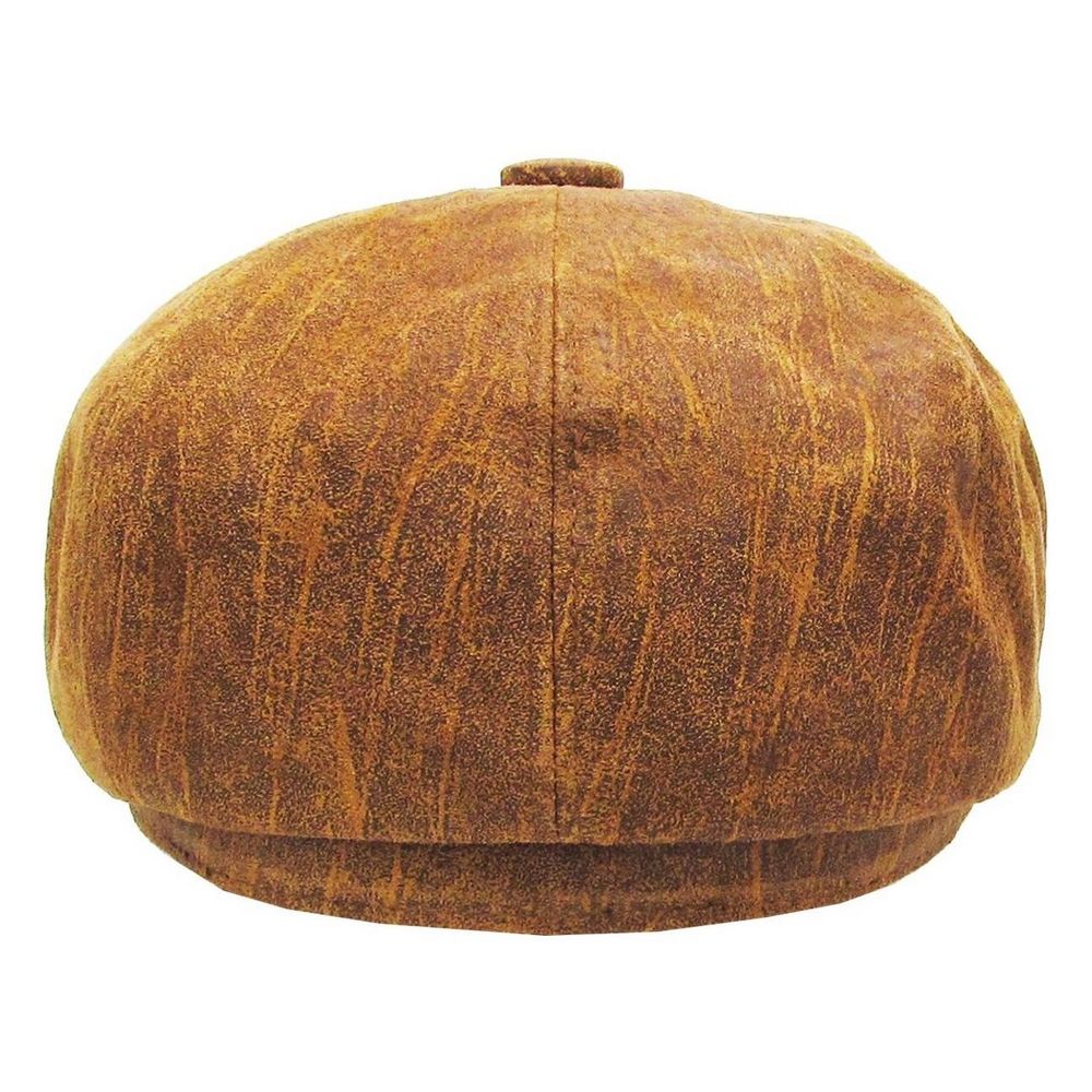 Lysebrun Læder Newsboy Sixpence - Flat Cap fra Kim & Bae Classic Headwear hos The Prince Webshop