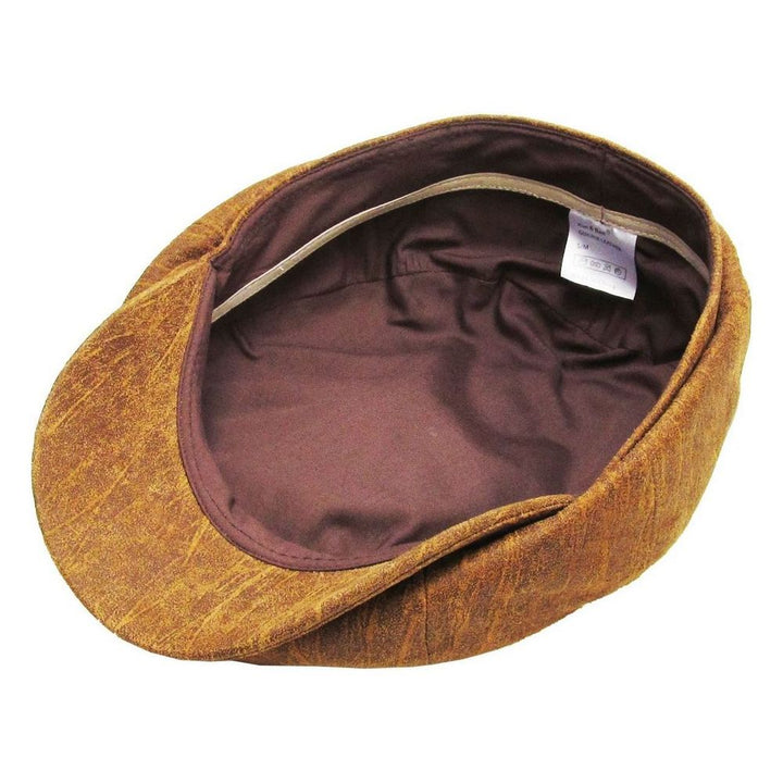 Lysebrun Læder Newsboy Sixpence - Flat Cap fra Kim & Bae Classic Headwear hos The Prince Webshop