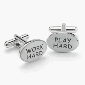 Manchetknapper Work Hard Play Hard - Manchetknapper fra Onyx Art of London hos The Prince Webshop