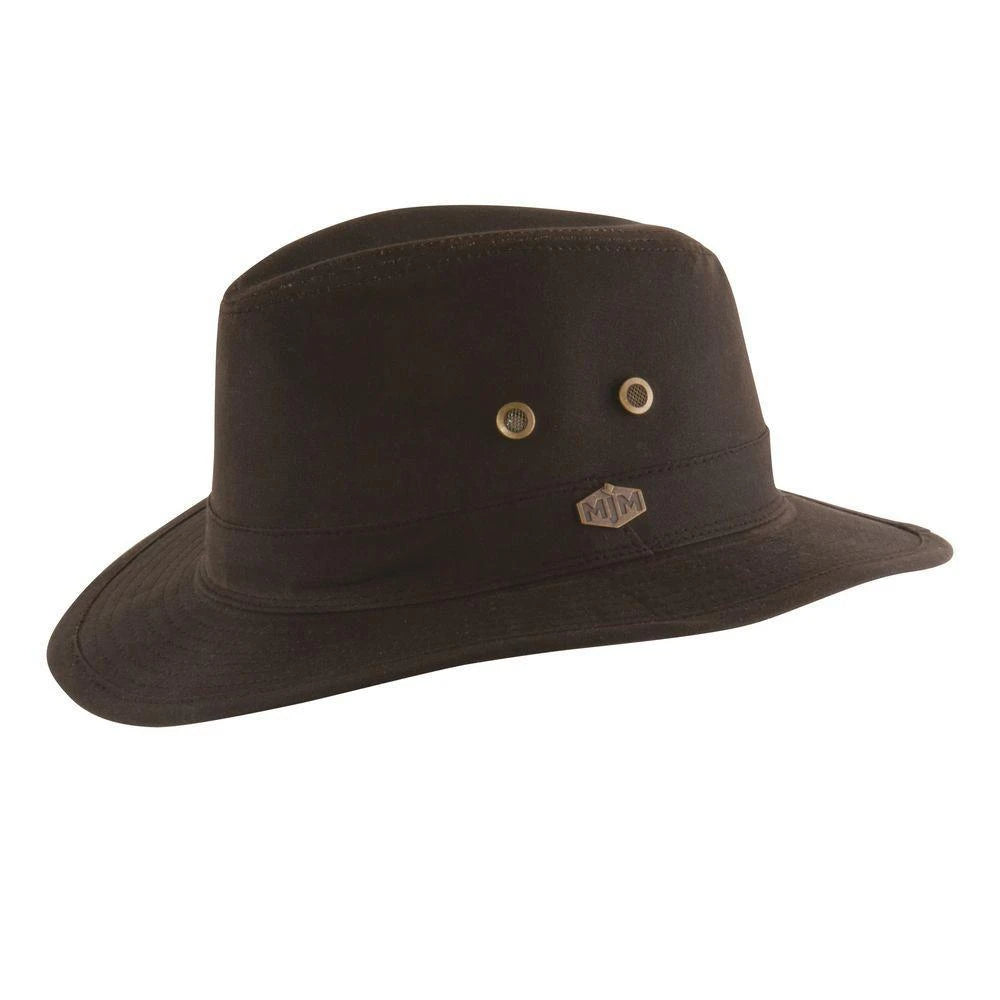 MJM Haarlem Oilskin Safari Hat i Brun - Hat fra MJM Hats hos The Prince Webshop