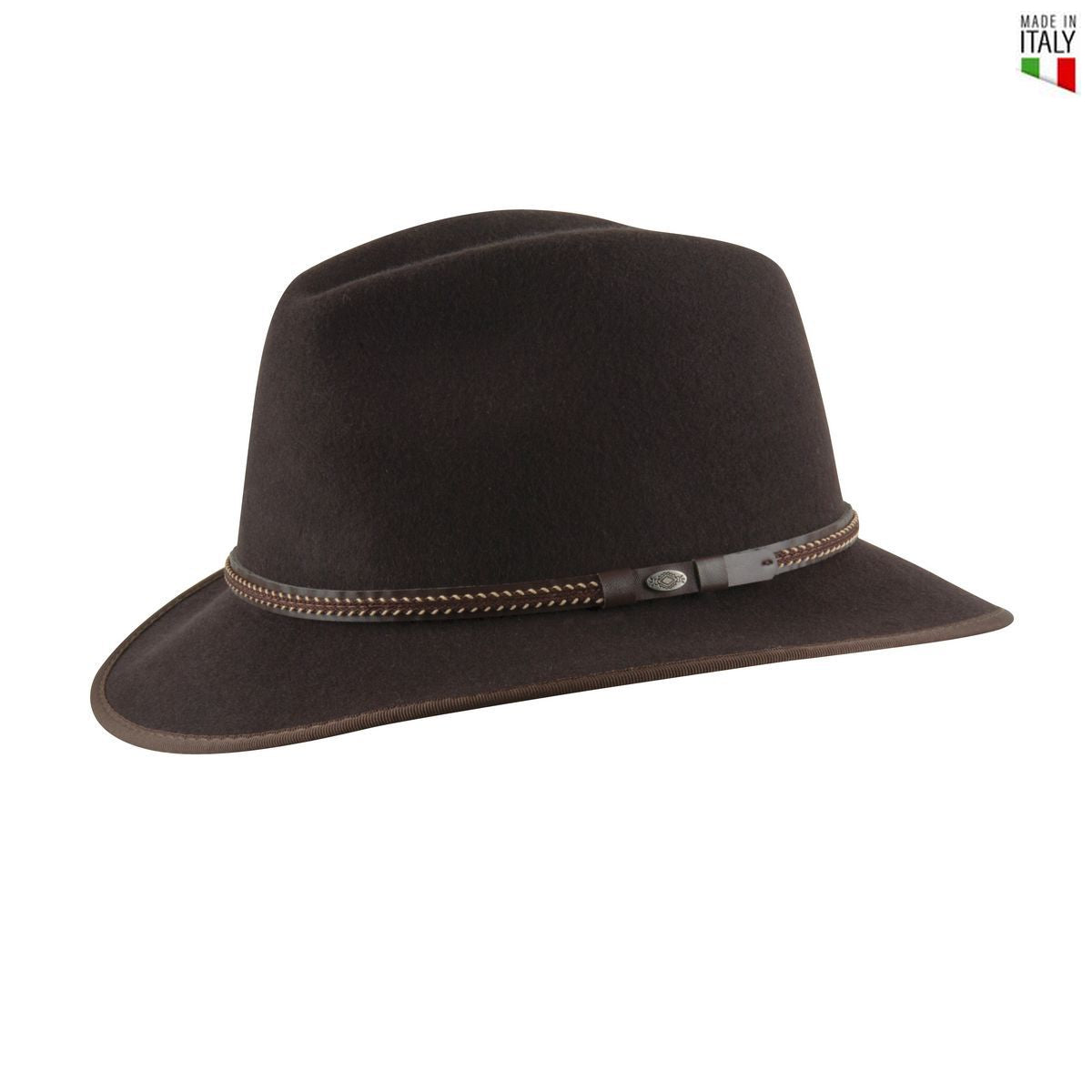 MJM Johnson Brun Uld Filt Hat - Waterproof & Crushable - Traveller Hat fra MJM Hats hos The Prince Webshop