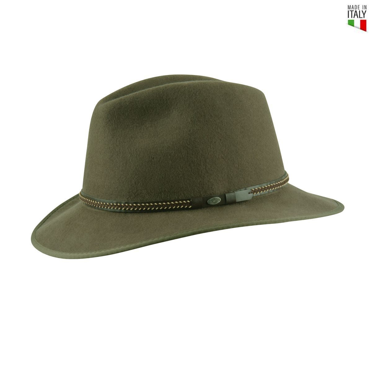 MJM Johnson Olivengrøn Uld Filt Hat - Waterproof & Crushable - Traveller Hat fra MJM Hats hos The Prince Webshop