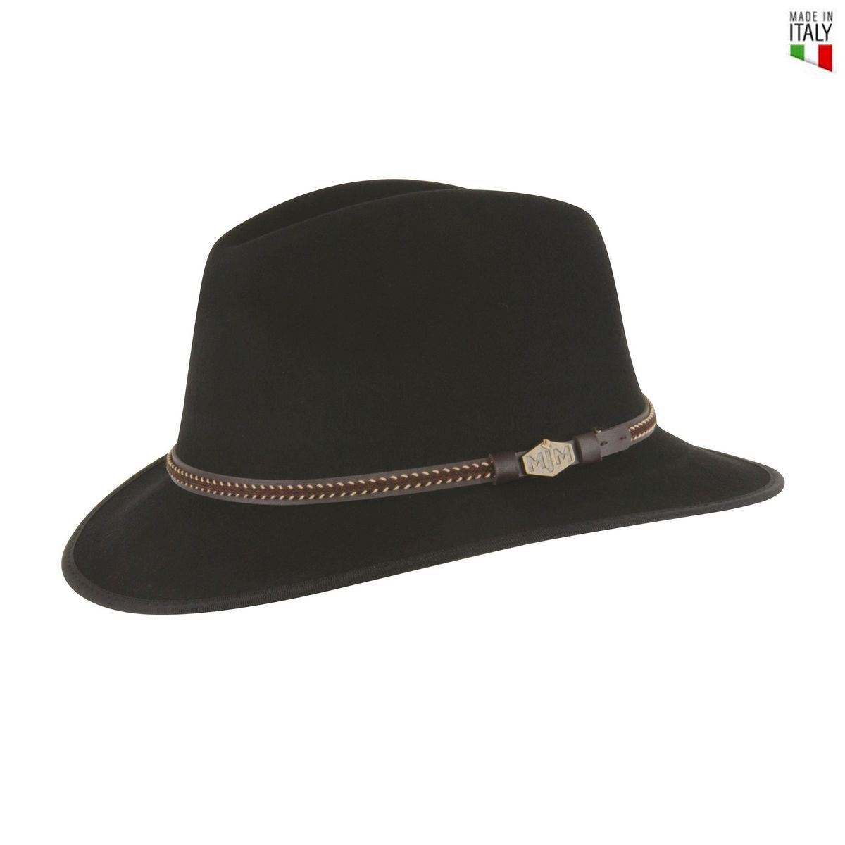 MJM Johnson Sort Uld Filt Hat - Waterproof & Crushable - Traveller Hat fra MJM Hats hos The Prince Webshop
