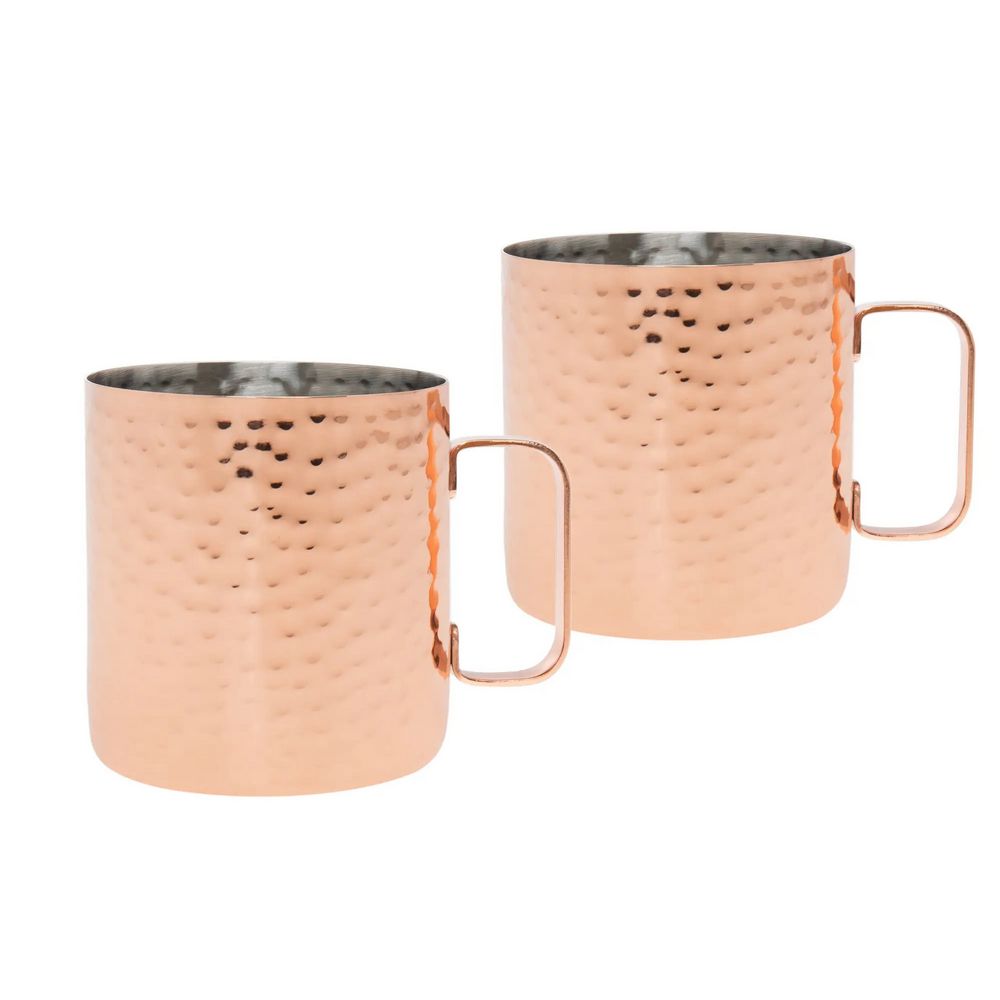 Two Hammered Copper Design Mugs til Kyiv Mule - Mule Mugs fra Godinger USA hos The Prince Webshop