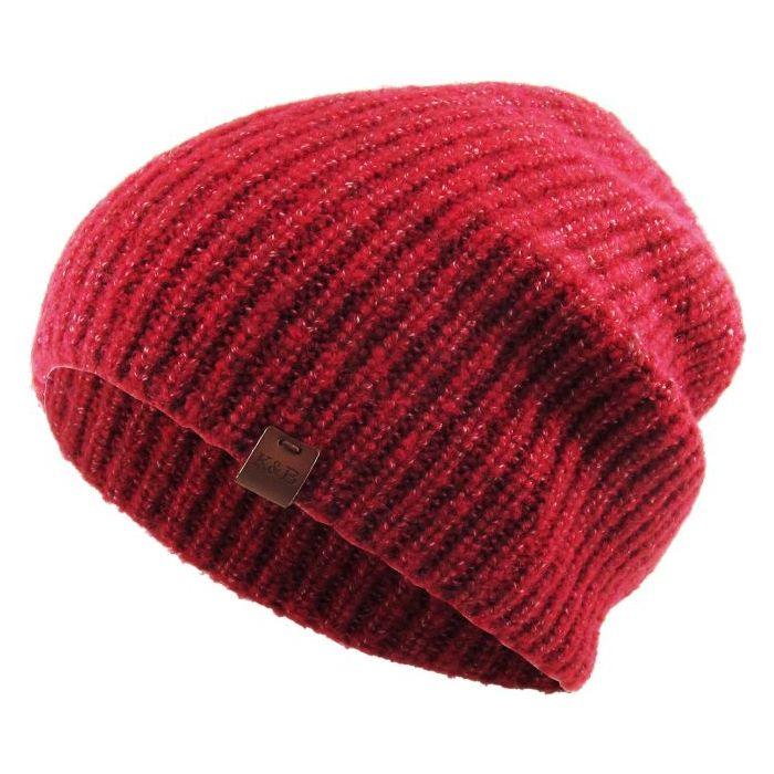 Rød Ribbed Heather Slouchy Beanie Hue - Hue fra Ethos hos The Prince Webshop