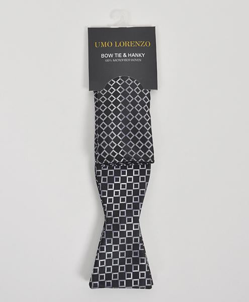 Selvbinder Butterfly og Lommeklud - Very Squary Black Too - Butterfly & Lommeklud Sæt fra Umo Lorenzo hos The Prince Webshop