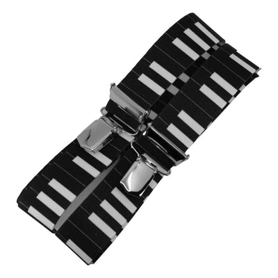 Sorte Piano Keyboard Seler med Sølv Clips - Seler fra SCANBELT Shooster hos The Prince Webshop