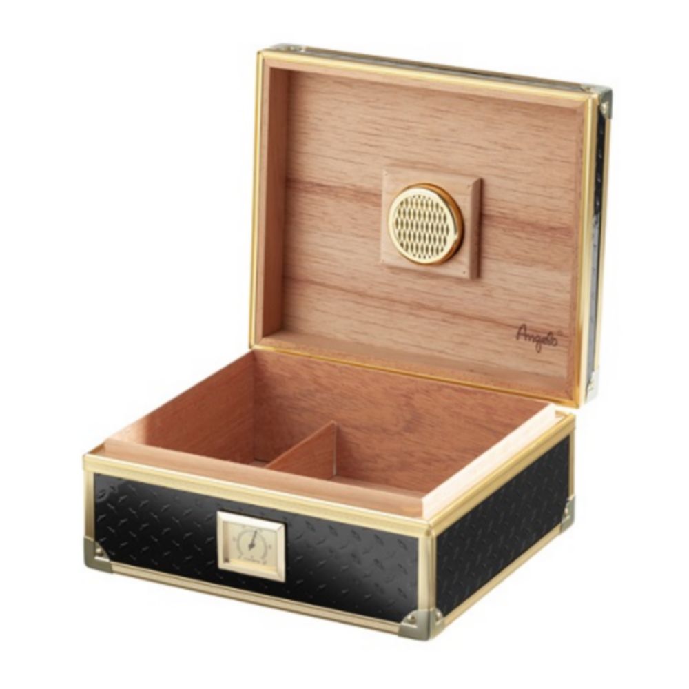 Angelo Cigar Humidor - Sort med Guldramme - Cigar Humidor fra Angelo hos The Prince Webshop