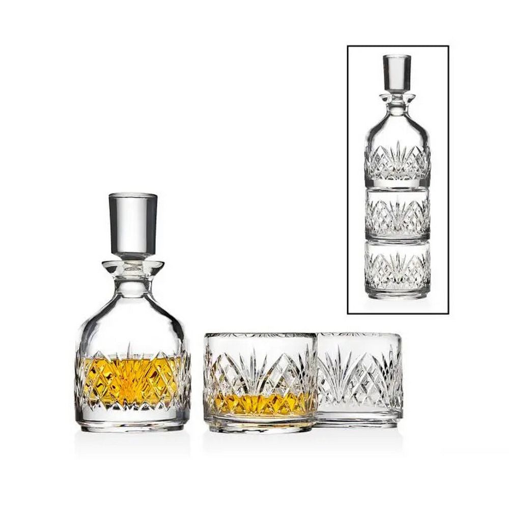 Dublin Stacking Whiskey Decanter - Glas Karaffel + 2 Glas - Whiskey Karaffel fra Godinger USA hos The Prince Webshop