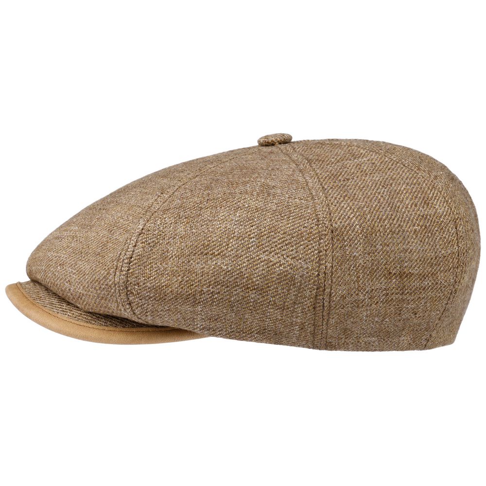 Stetson 8-panel Peaky Blinders Style Cap Brun Linned - Flat Cap fra Stetson hos The Prince Webshop