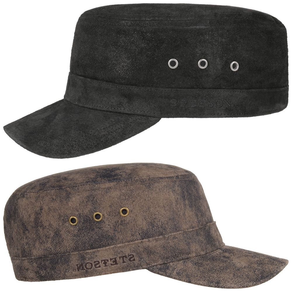 STETSON ARMY CAP PIGSKIN - SORT eller BRUN - Army Cap fra Stetson hos The Prince Webshop