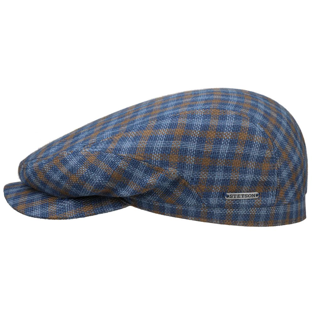 Stetson Driver Cap Blå-ternet Bomulds Sixpence - Flat Cap fra Stetson hos The Prince Webshop