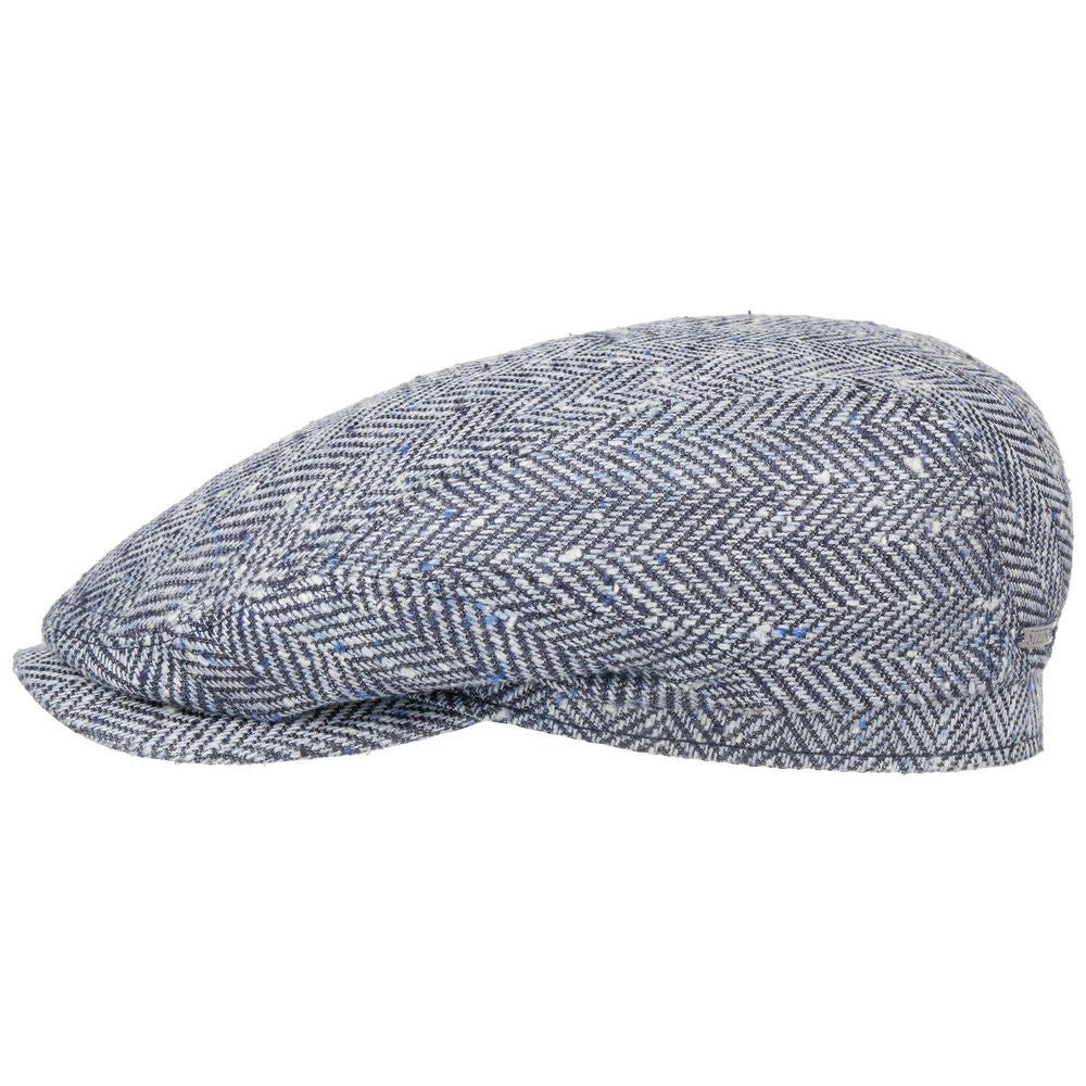 Stetson Driver Cap Silke / Uld - Kraftig Blå Sildeben - Flat Cap fra Stetson hos The Prince Webshop