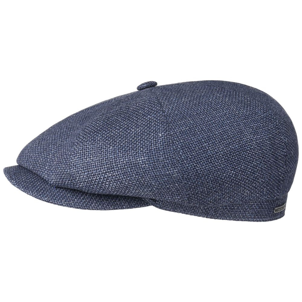 Stetson Hatteras Mørkeblå Virgin Wool/Linen Sixpence Flat Cap - Flat Cap fra Stetson hos The Prince Webshop