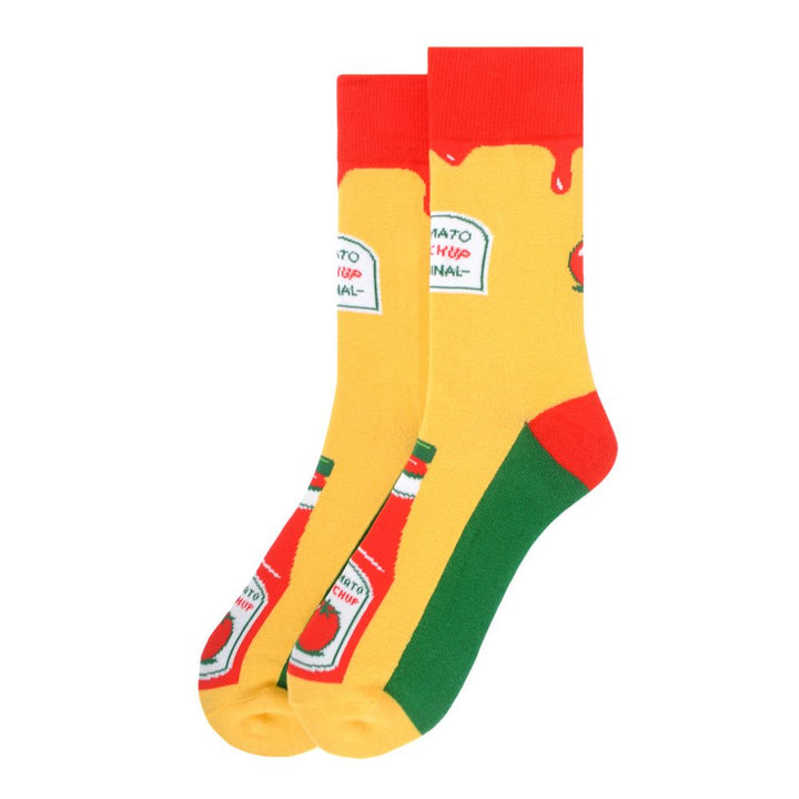 Ketchup Bottle Novelty Socks - Sjove Strømper - Herre Strømper fra Parquet hos The Prince Webshop