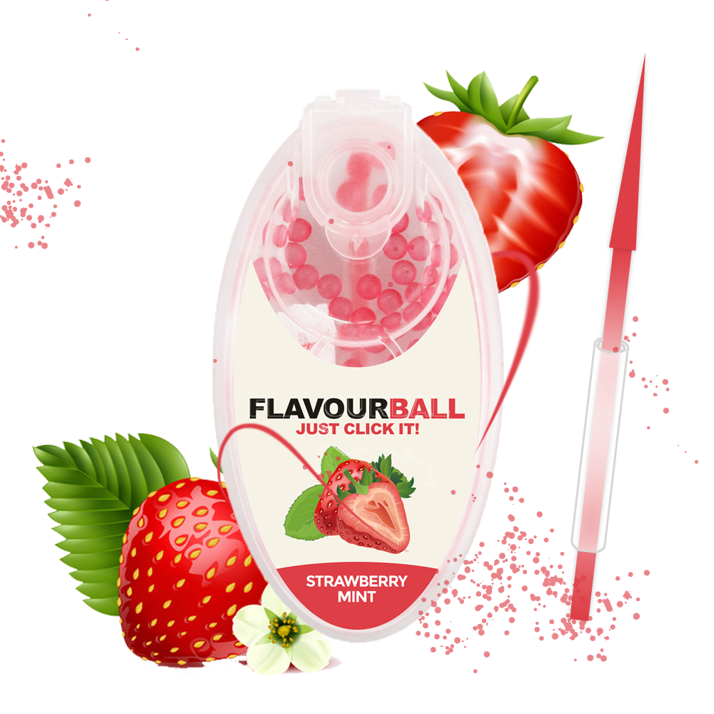 100 stk Strawberry Mint Flavour Balls i Pod - Aroma Kugler fra FLAVOUR BALLS hos The Prince Webshop