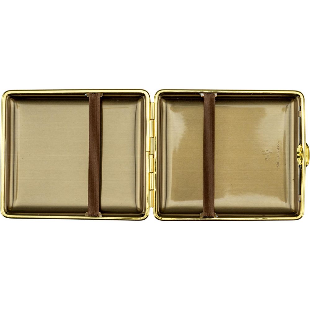 vom hofe cigarette case 8 100'S / BURGUNDY LEATHER GOLD PLATED / ELASTIC BAND Cigarette Case Angelo Von Hofe