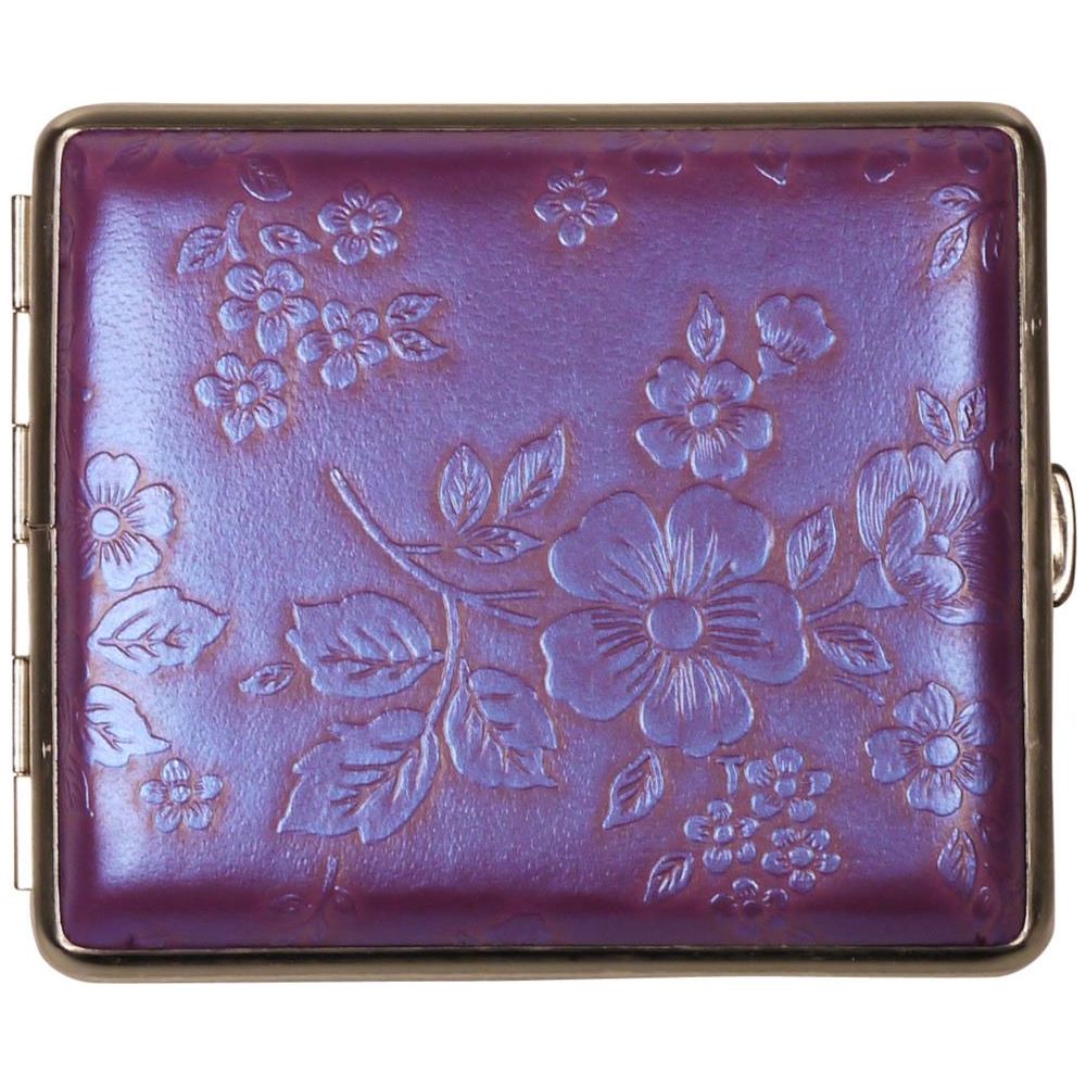 Vom Hofe Cigaret Etui - 18 King Size - Violet Flower - Cigaret Etui fra vom Hofe hos The Prince Webshop