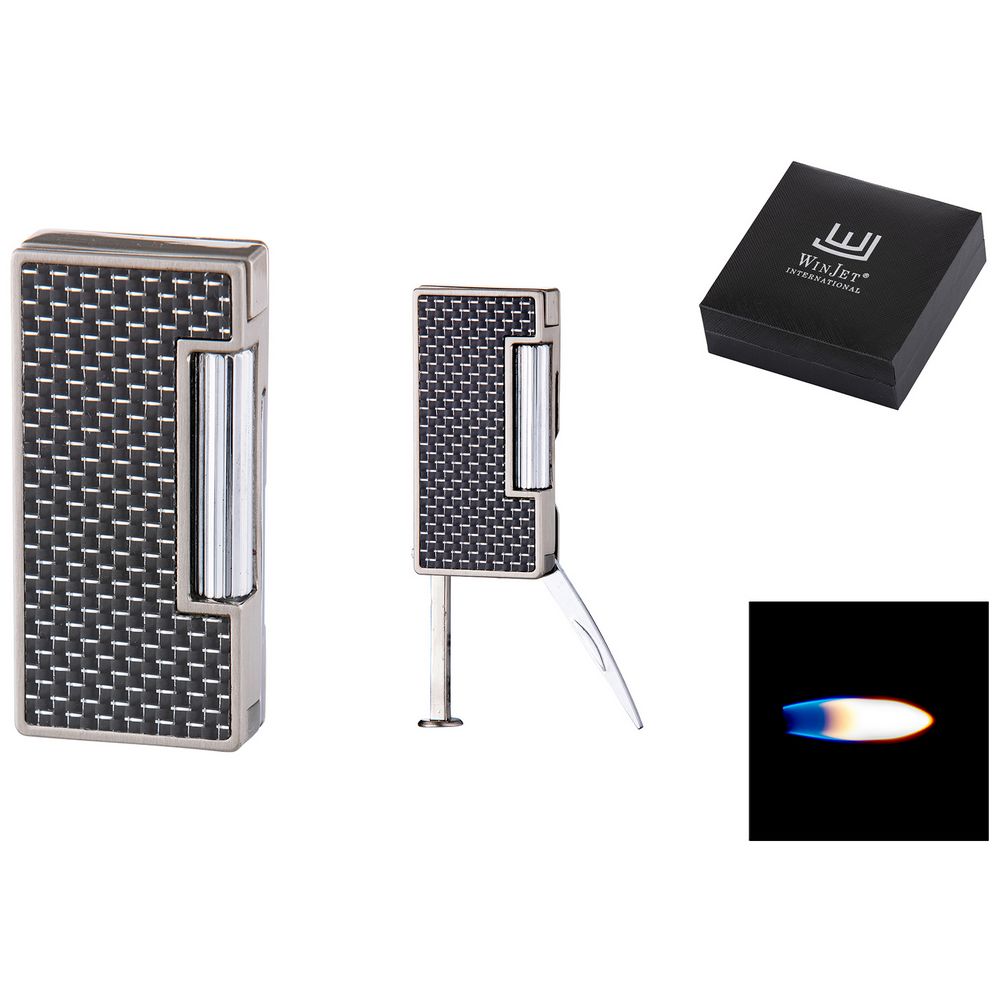 Winjet Buchs Pibe Lighter med Sten - Carbon Black - Lighter fra Winjet hos The Prince Webshop