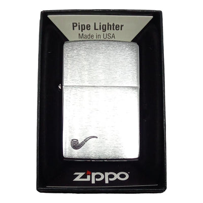 Original Zippo Pibe Lighter - Børstet Chrom - Zippo Lighter fra Zippo hos The Prince Webshop